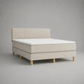 Boxspringbett-Set 160 × 200 cm mit Taschenfederkernmatratze, PU-Schaumtopper und gepolstertem Kopfteil, Beige, Natur und Weiß