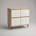 Sideboard mit 4 Türen aus MDF und Spanplatte, Eichefarben/Weiß, 100 × 40 × 110 cm