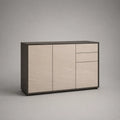 Sideboard aus Holz mit 2 Türen und 3 Schubladen, Beige/Dunkelbraun, 120 × 40 × 80 cm