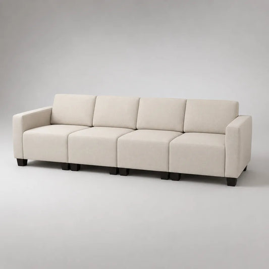 Canapé modulaire 4 places avec revêtement polyester, beige, 286 × 82 × 84 cm