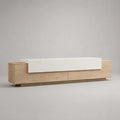 TV-Lowboard aus Spanplatte und MDF, Eiche Natur/Weiß, 200 × 40 × 55 cm