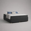Boxspringbett-Set ohne Kopfteil 160 x 200 cm, Polyester, Taschenfederkernmatratzen und Topper, Anthrazit